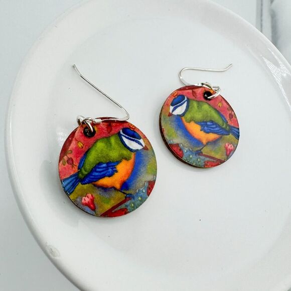 Vintage Handmade Wooden Bird Earrings 80s Cottagecore Nature Inspired Artisan - Picture 3 of 8